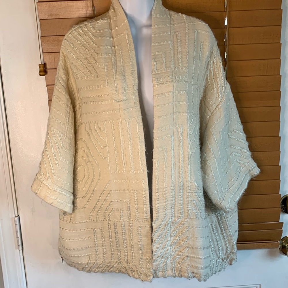 Anthropologie cream nubby kimono open front open sweater